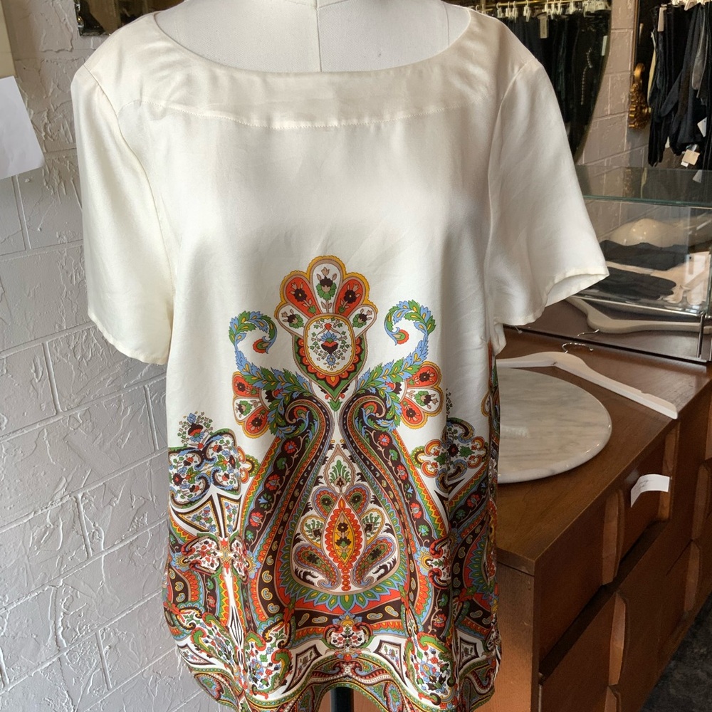 Talbots Cream Paisley Blouse